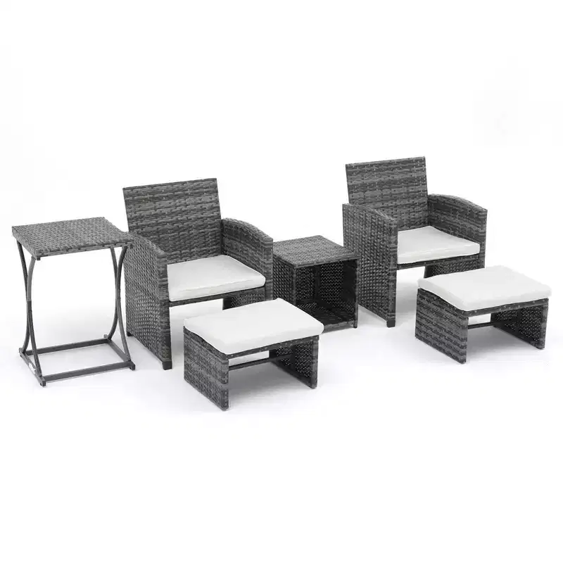 Sunsitt 6pc Outdoor Patio Conversation Set with Ottoman White