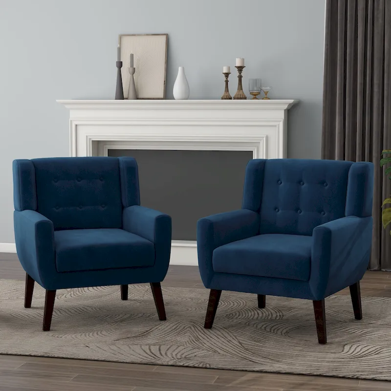 Velvet Upholstered Armchair Tufted Accent Chairs Set of 2