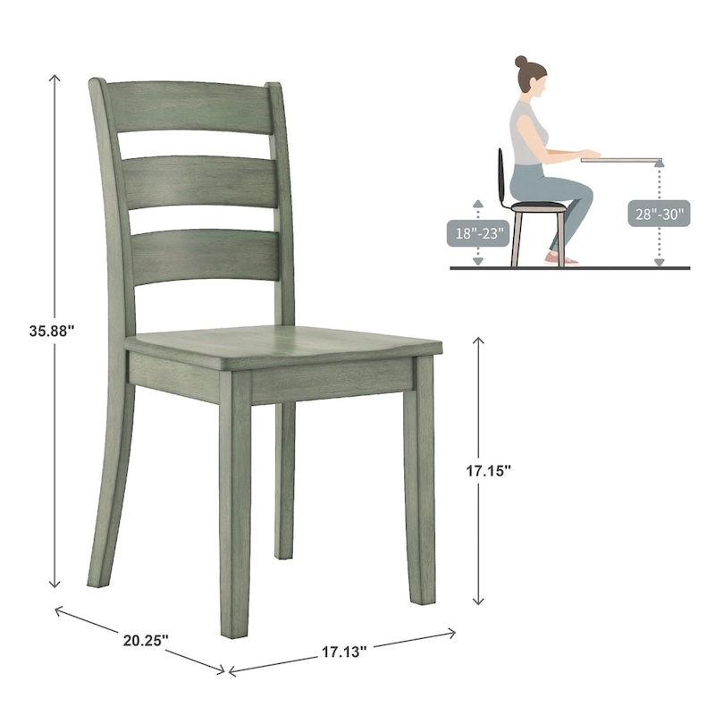 Wilmington II 60-Inch Rectangular Antique Sage Green Dining Set by iNSPIRE Q Classic