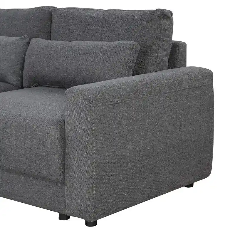 92.9W L-shaped Modular Sectional Sofa with Cushions and 3 Pillows
