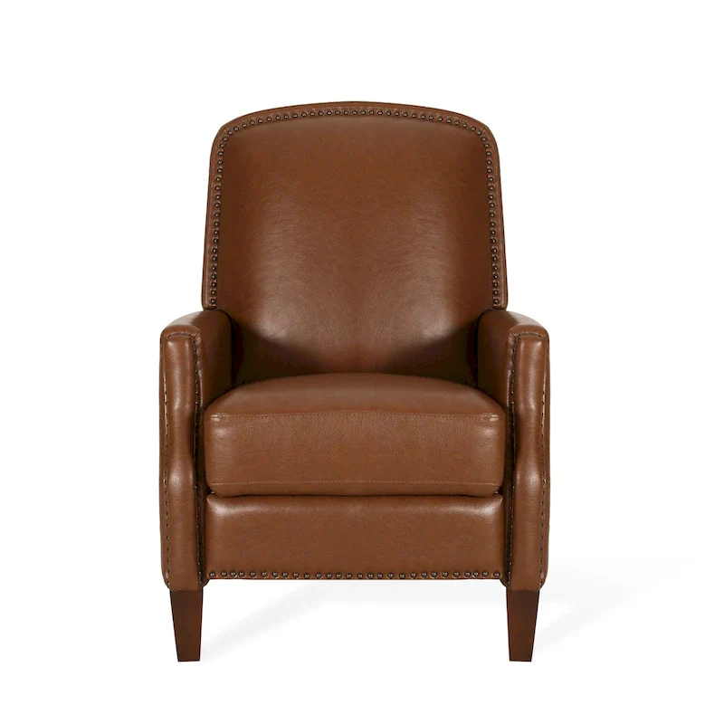 Pushback Recliner Chair with Nailhead Trim & Wood Frame – 33.75x27x39 in, 300 lbs Capacity
