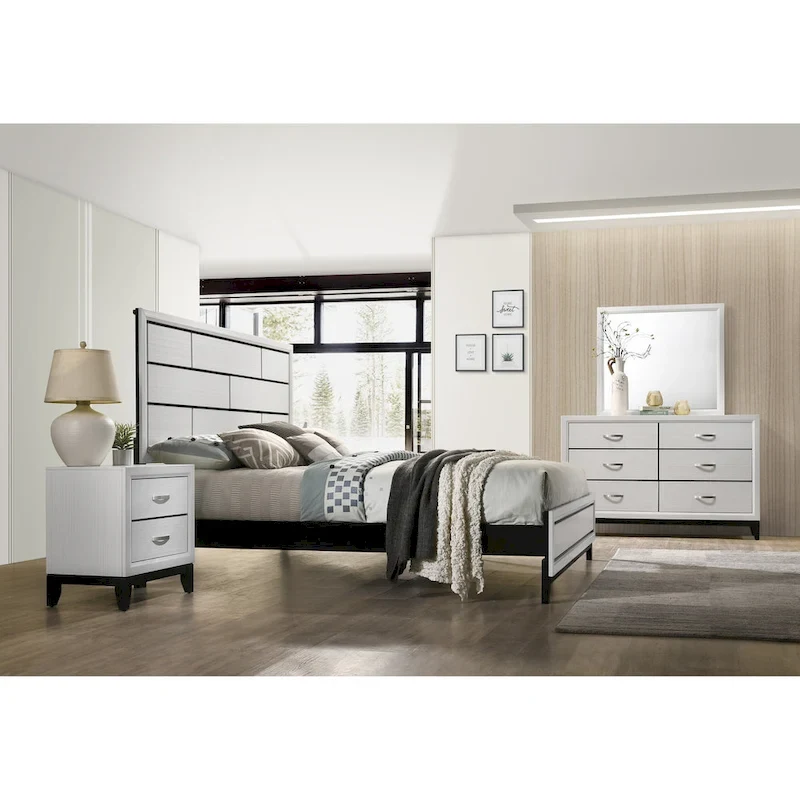 Roundhill Furniture Stout Contemporary White Panel 5-piece Bedroom Set
