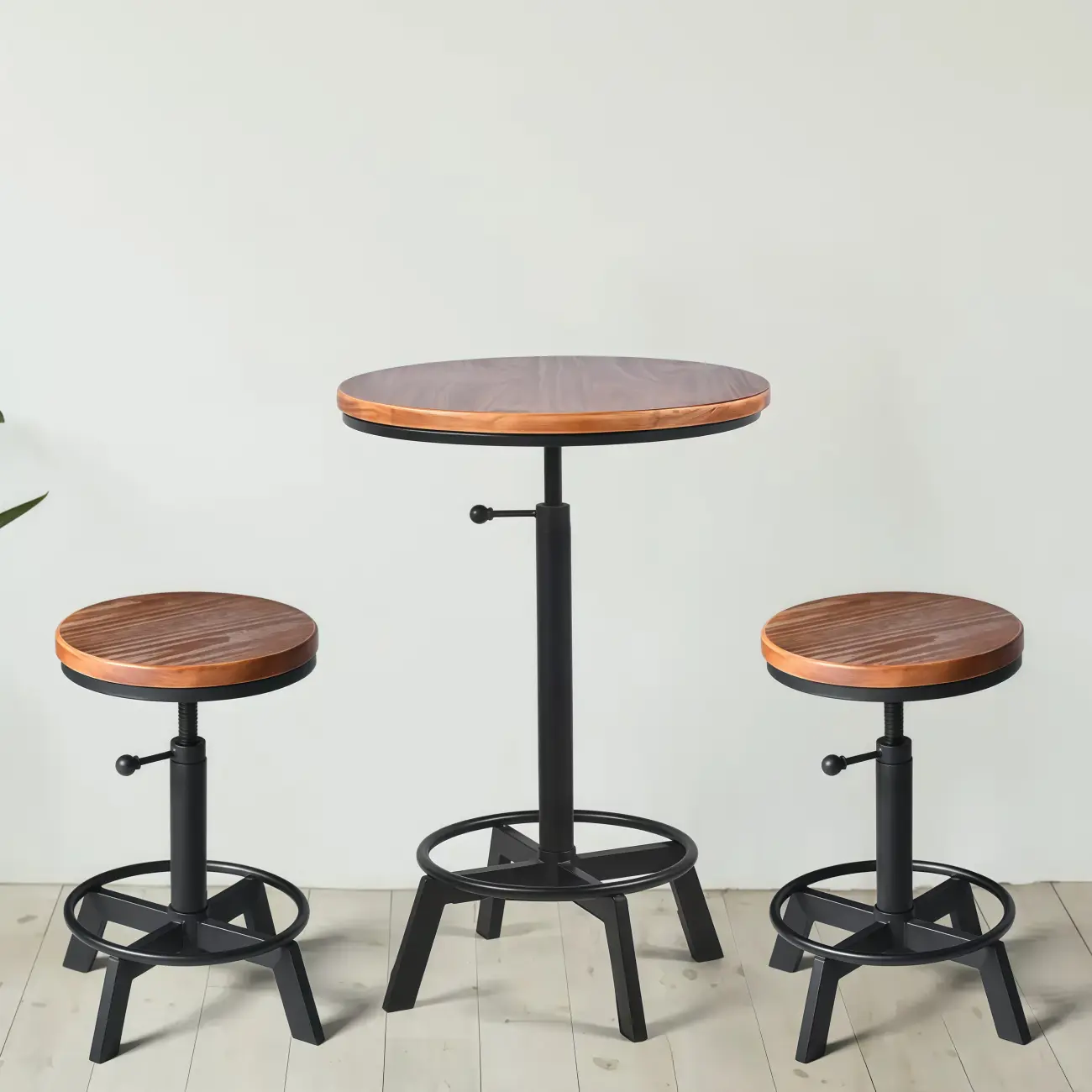 Retro Industrial Circular Adjustable Bar Table