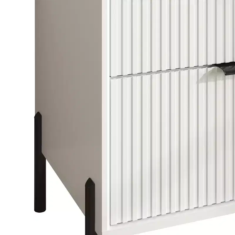 Festivo 2pc Modern Elegance 3 Drawer Nightstands Side Table Set Off-White