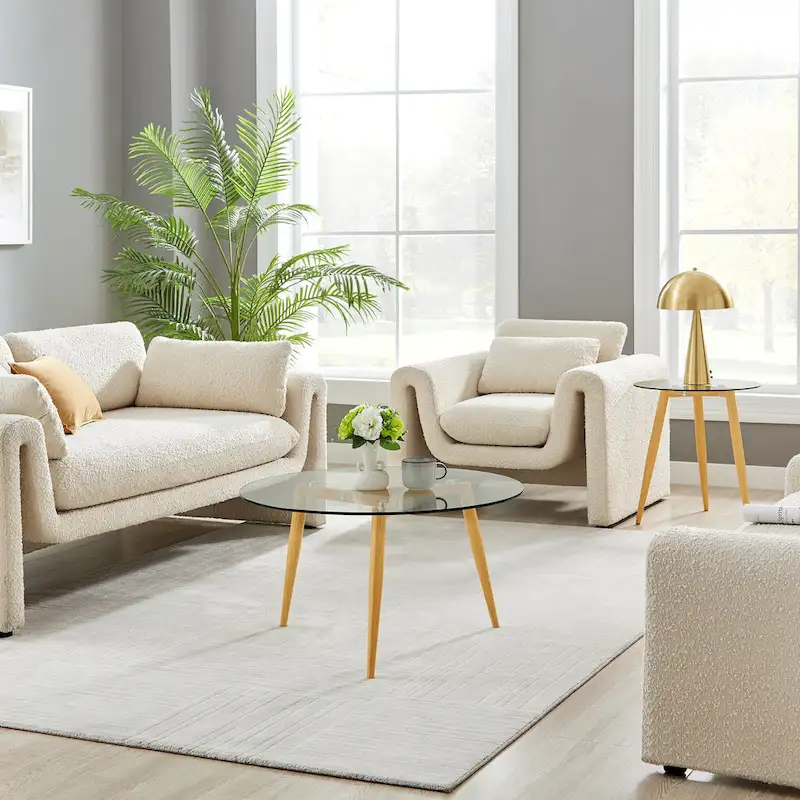 Danya B. Van Beuren Coffee Table with Taper Legs and Glass Tabletop