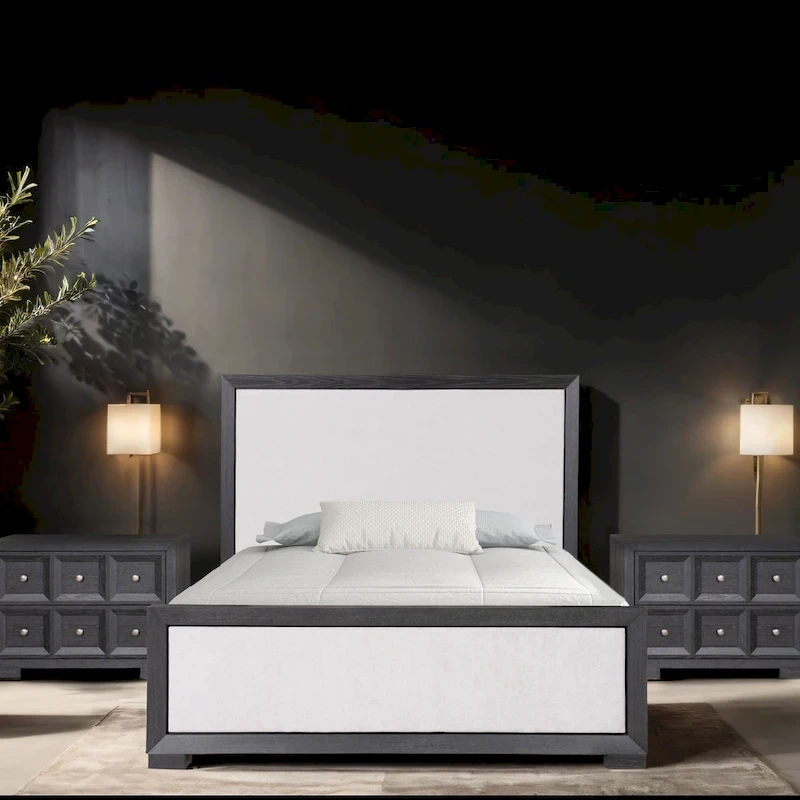 Furniture of America Durem II Modern Classic Solid Wood Fabric Panel Bed