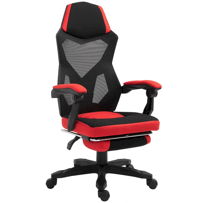 Home Office Chair Adjustable Height Recliner with Retractable Footrest, Mesh Back