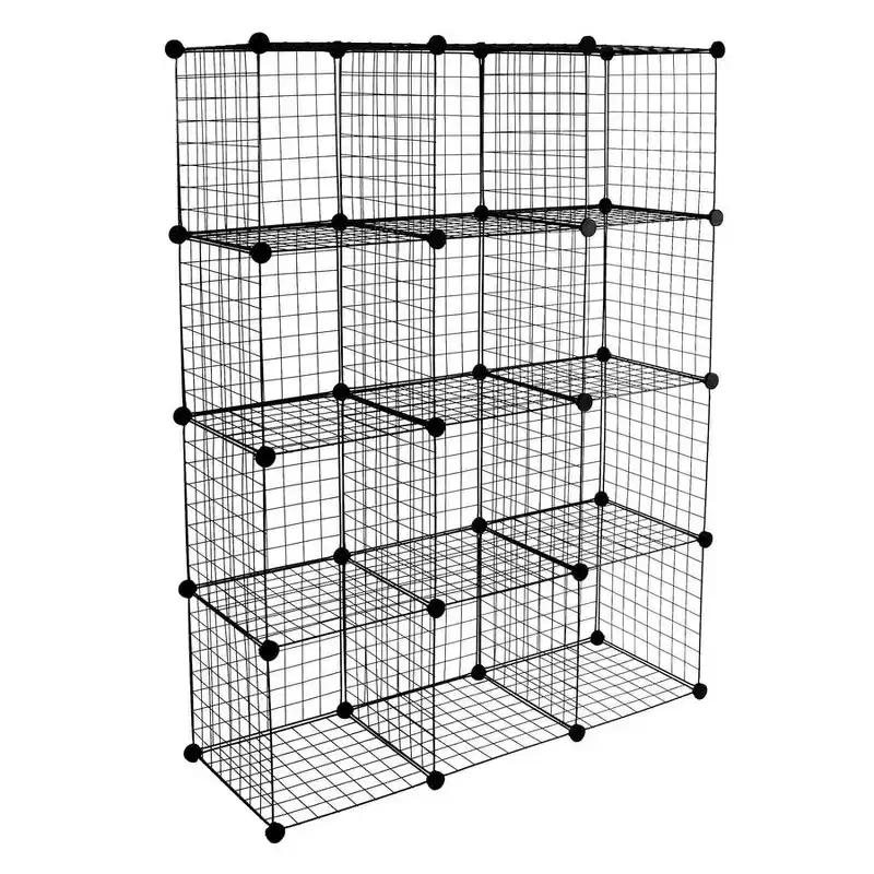 Mount-It! Wire Storage Cubes, 12-Cube Metal Grid Organizer | Modular Wire Shelving Units, DIY Closet Cabinet Organizer | 14 W x 14 H