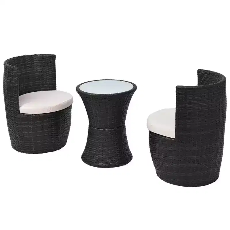 vidaXL Patio Bistro Set Patio Round Table Set Conversation Set Rattan