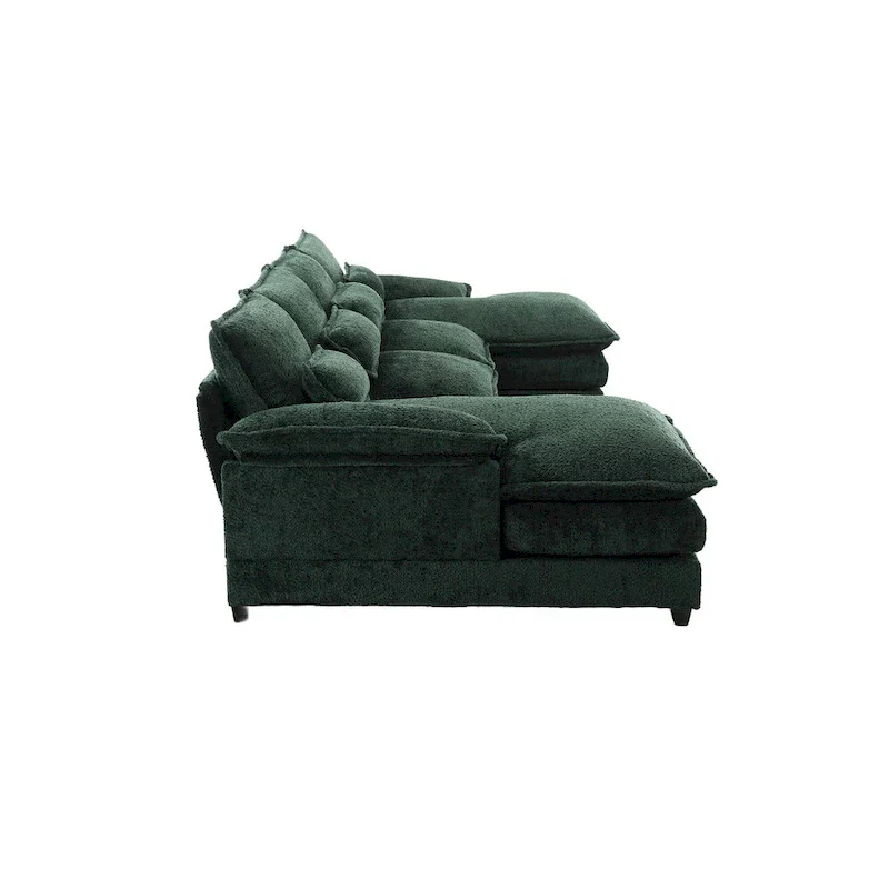 110.63 Modern U-Shaped Chenille 4 Seater Sectional Sofa with Double Cushions, 2 Chaise and High-Density Foam