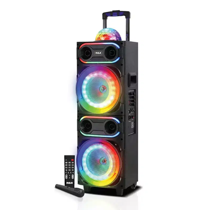 RCA Disco-208 Flame Effect Bluetooth Party Speaker with Dual 8 Woofers