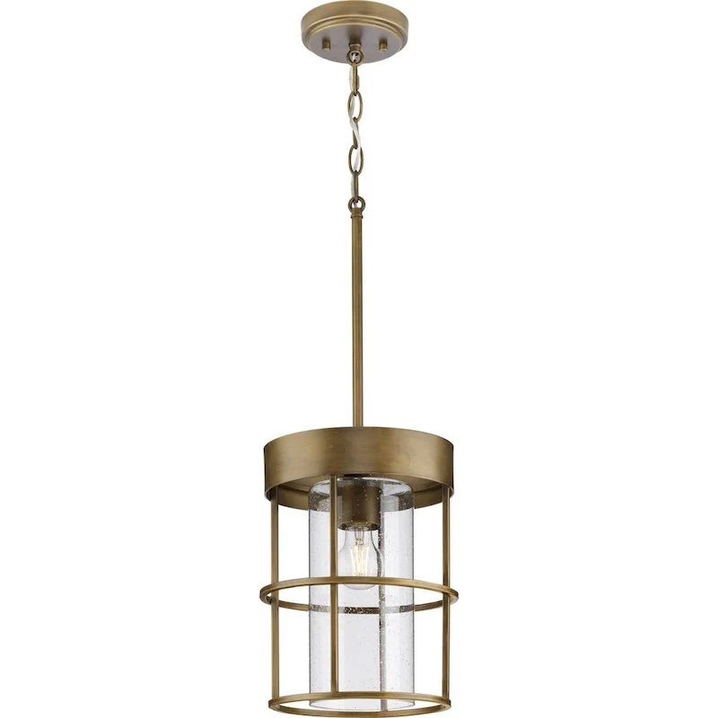 Burgess Collection One-Light Aged Bronze Modern Farmhouse Pendant - 9.5 in x 9.5 in x 12.37 in