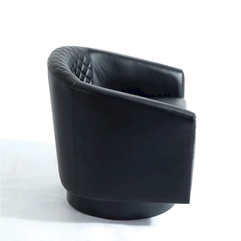 Faux Leather Nailheads Swivel Barrel Chair Set of 2