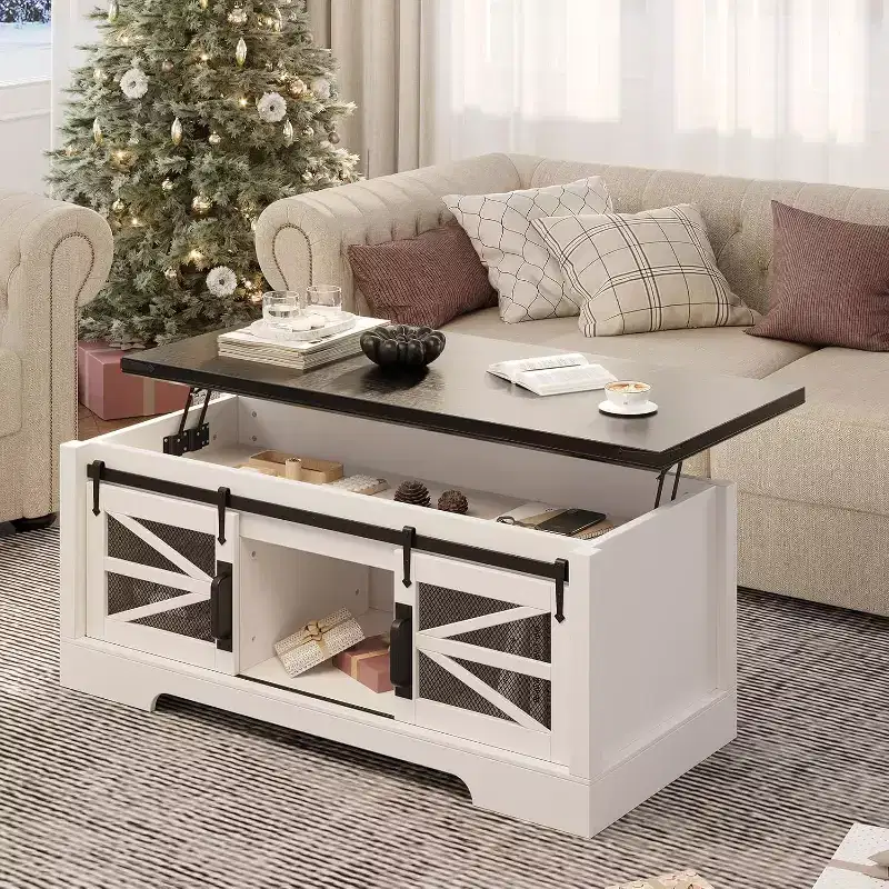 47 Lift Top Coffee Table with Hidden Compartment and Storage Shelf, Multifunction Coffee Table