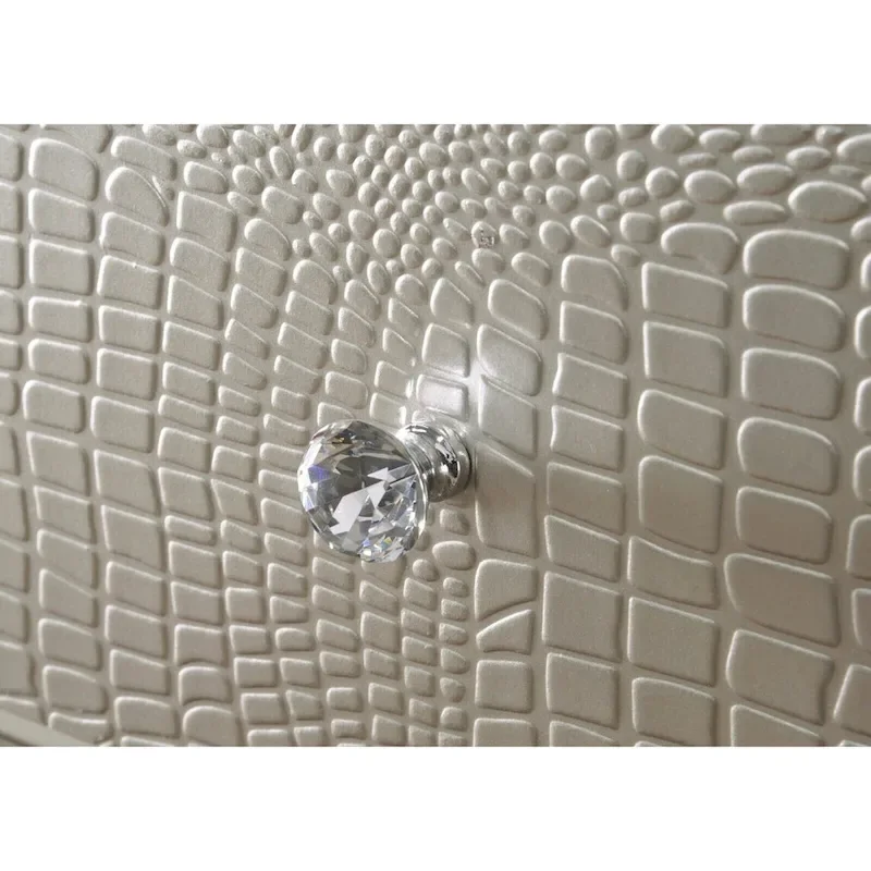 LED Light Faux Leather Upholstered Wooden Bed Chest Nightstand 3pc Set