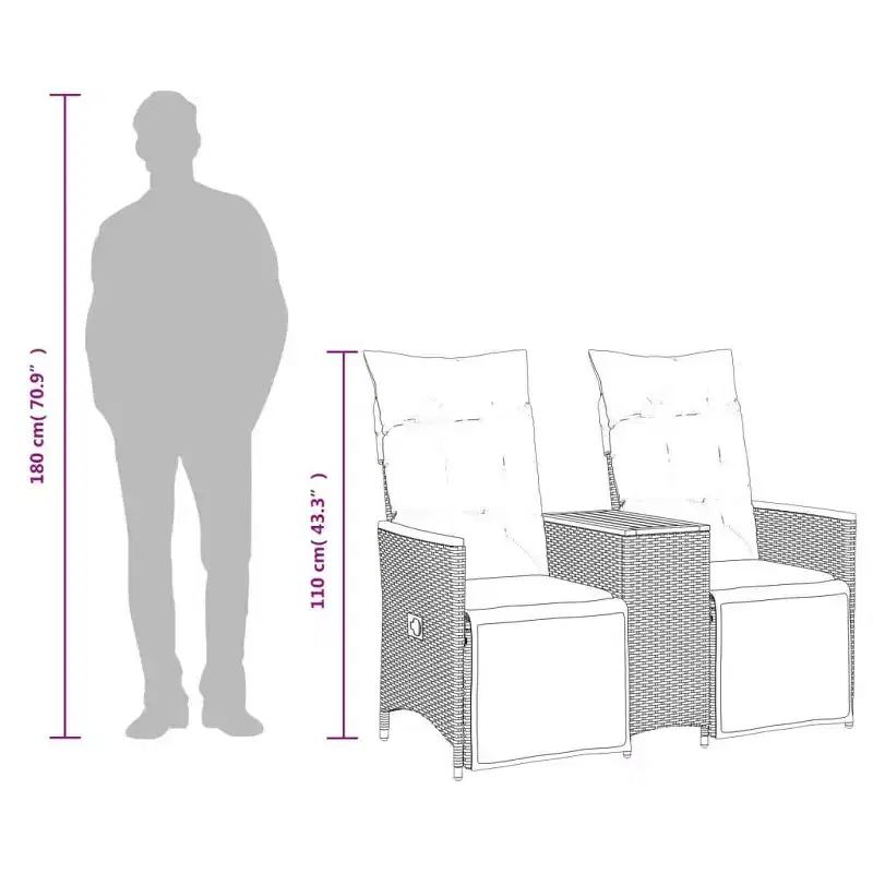 vidaXL Reclining Garden Sofa Grey