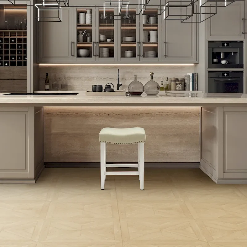 Jameson Upholstered Polyester Antique White 24 Inch Counter Stool