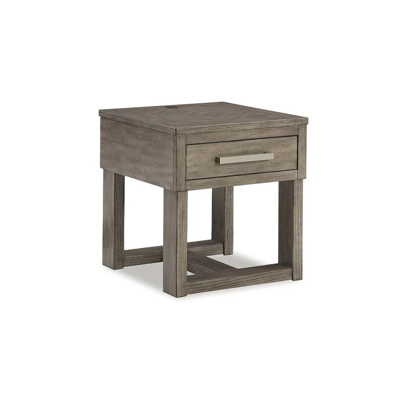 Grayish Brown/White Veneer End Table – Single