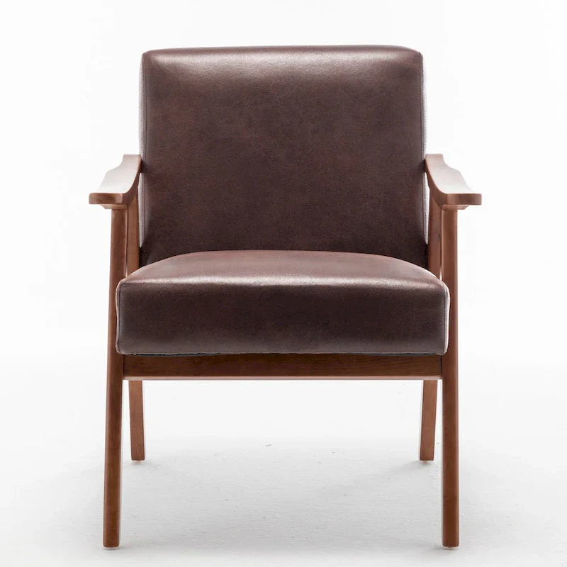 Dark Brown Mid-Century Accent Chair - Single Seat