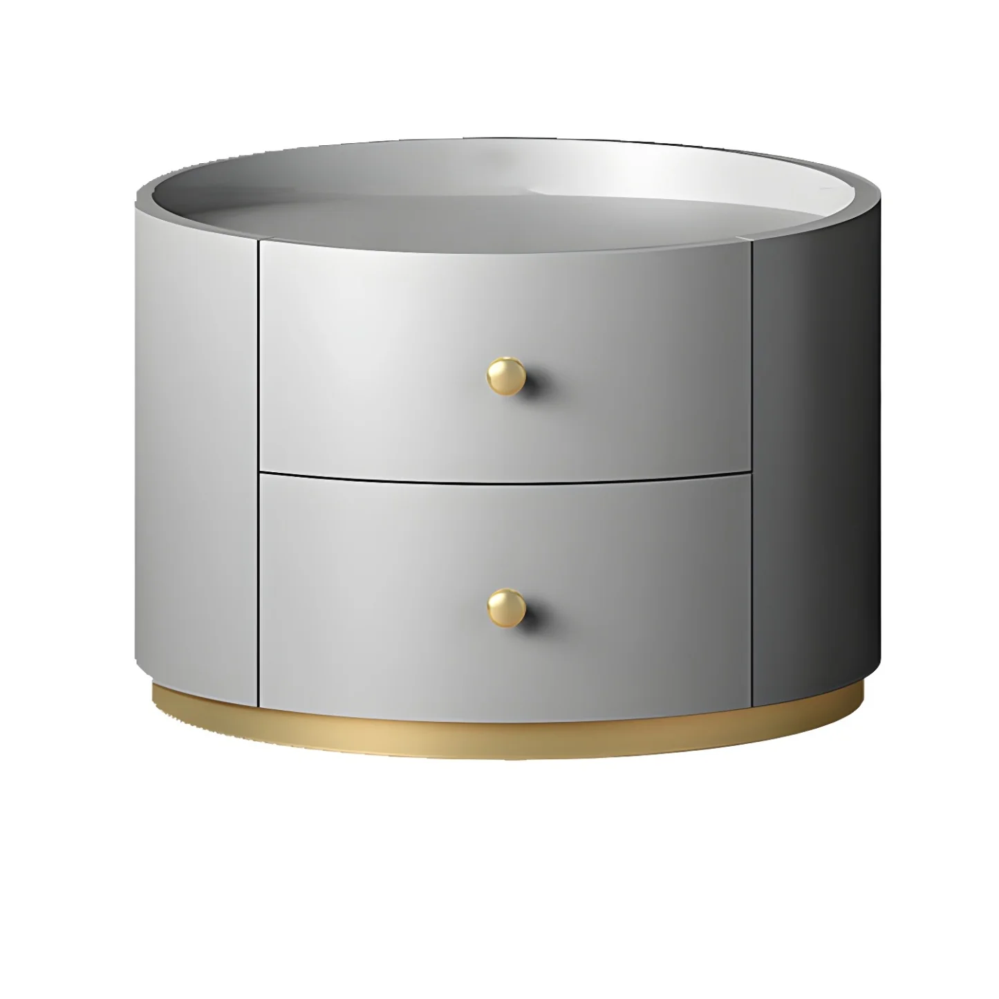 Glam Manufactured Wood Round 2-Drawer Nightstand