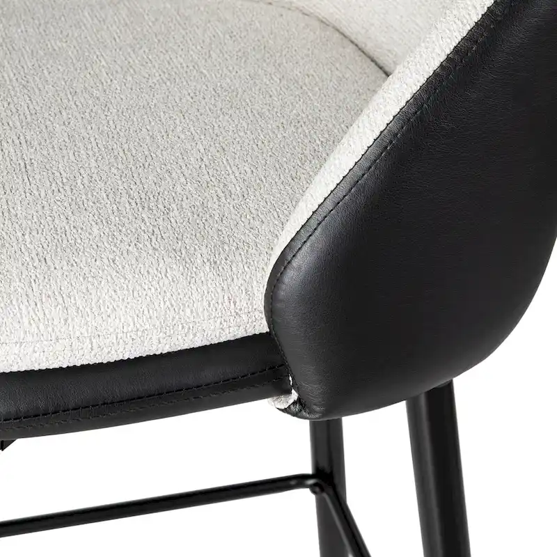 Glitzhome Modern Faux Leather Mixed Chenille Upholstered Swivel High Bar Stools