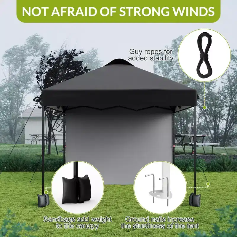 GustoWave 10x10 Ft Commercial Pop-Up Canopy, Portable Tent with Vented Top & Sidewall, Outdoor Sun Shade for Parties