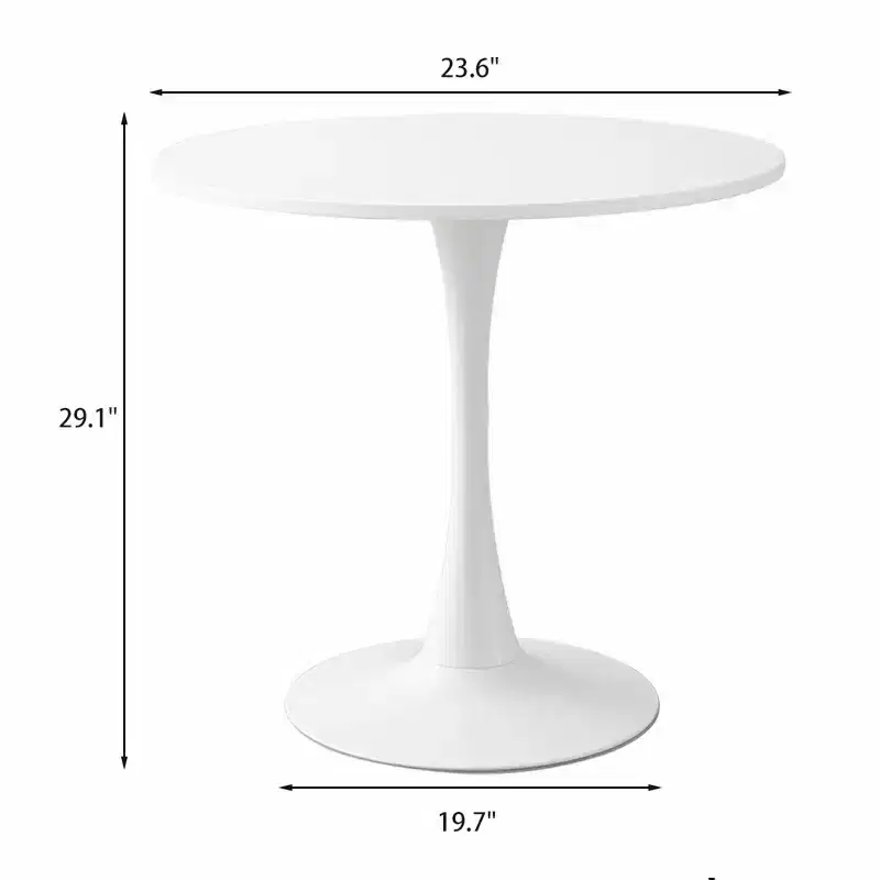 NAYSAYE Modern Round Dining Table End Table MDF Top Steel Base Kitchen Coffee Table Living Room Office, White, 23.6*19.7*29.1