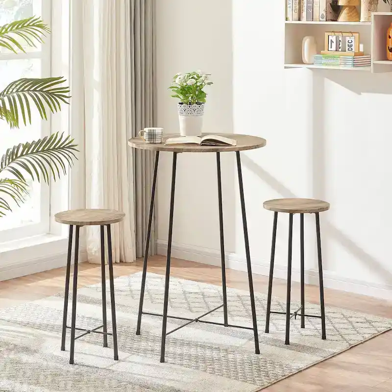 35.4 High Round Bar Table, Industrial Style Wood Top Bistro Pub/Breakfast Table