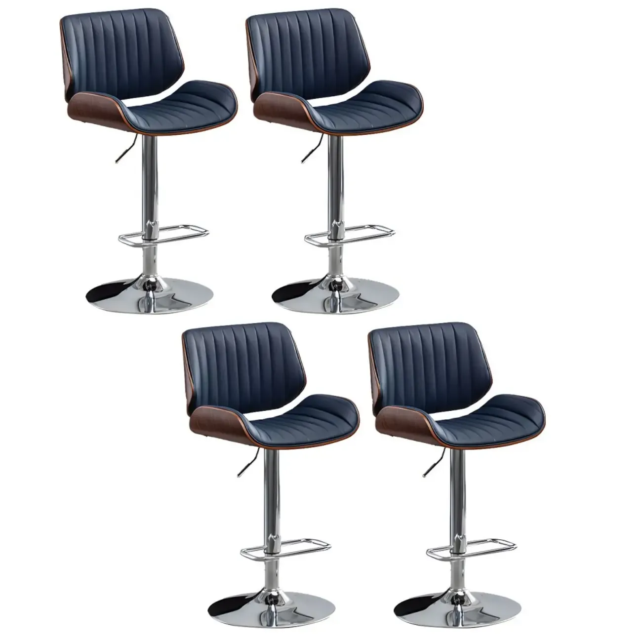 Elegant Wood Leather Red Swivel Adjustable Bar Stool