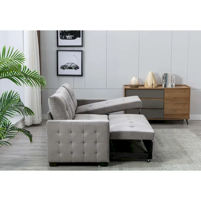 Classic and Cozy L-shape Pull-out Sleeper Sectional Sofa