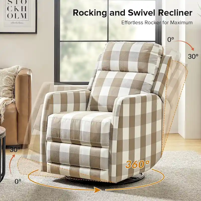 Diana Modern Polyester 360-degree Swivel Rocker Recliner by HULALA HOME