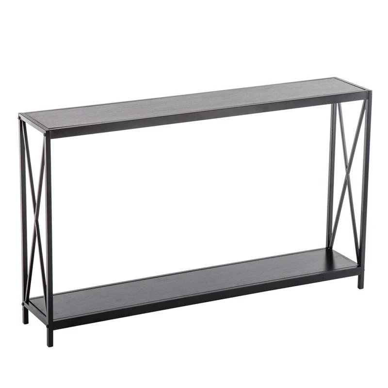 Triamine Board Cross Iron Frame Narrow Console Table