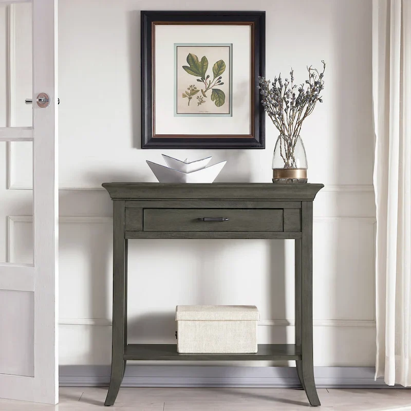 Smoke Gray Console Hall Stand with Drawer