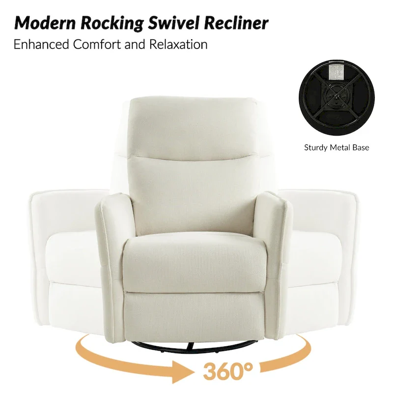 Curtis Rocker Swivel Recliner with Two Side Pockets by