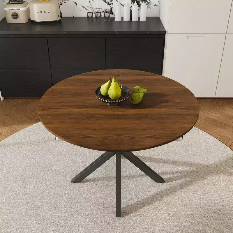 Okak 59IN Modern Retractable Dining Table for 6, Folding Table with Carbon Steel Base, Kitchen Table for Dining Room, Living Room