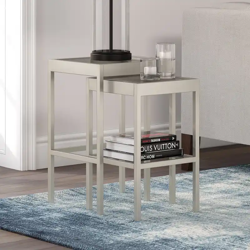 Alexis Metal/ Tempered Glass Nesting Tables