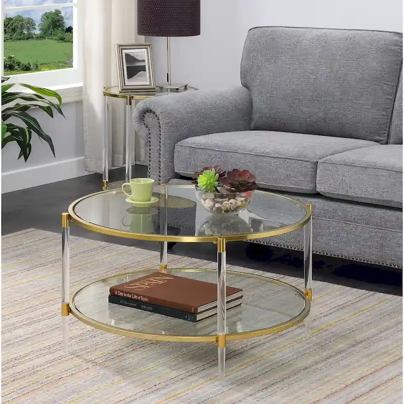 Convenience Concepts Royal Crest 2 Tier Acrylic Glass Coffee Table