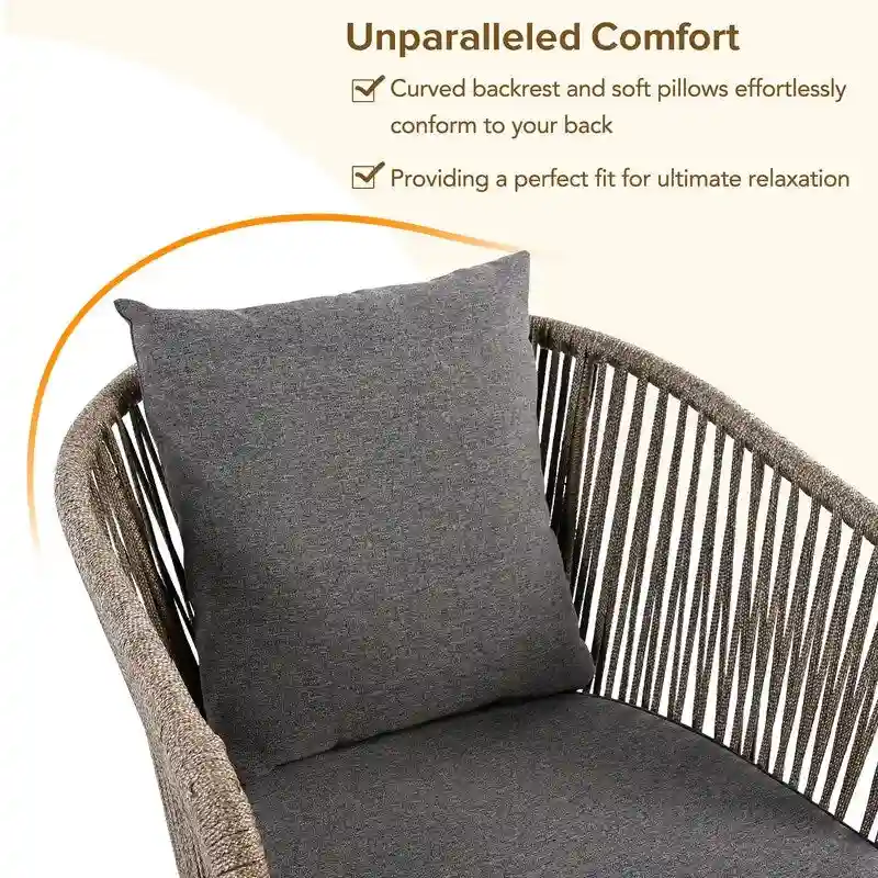 7 Pieces All-Weather Patio Dining Set with Acacia Wood Tabletop and 6 Chairs