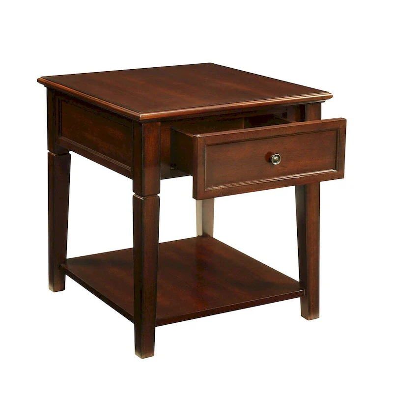 HomeRoots 24 Walnut Manufactured Wood Rectangular End Table With Drawer And Shelf - 22