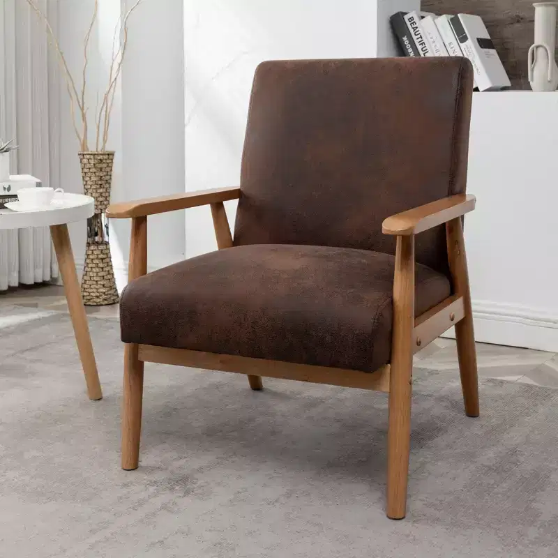 TUYOHW Mid-Century Modern Accent Chair with Armrest Lounge Comfy Chair with Solid Wood Frame Single Accent Chairs for Living Room, Bedroom