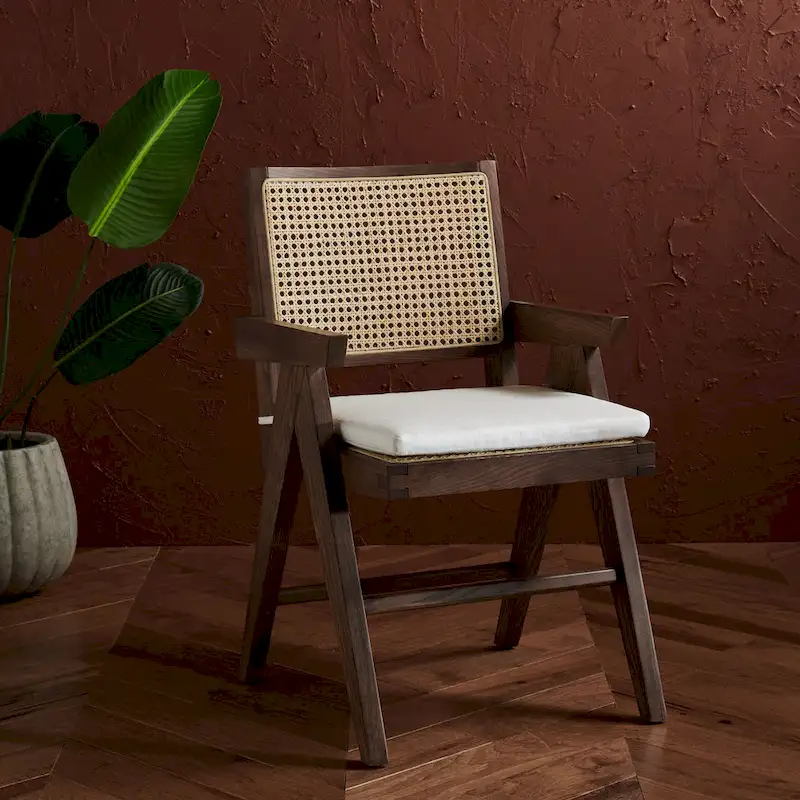 SAFAVIEH Couture Maiju Rattan Arm Chair - 21 In. W x 23 In. D x 34 In. H - 21Wx23Dx34H