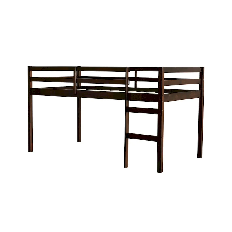 Twin Rubber Wood Loft Bed with Strengthened Slats