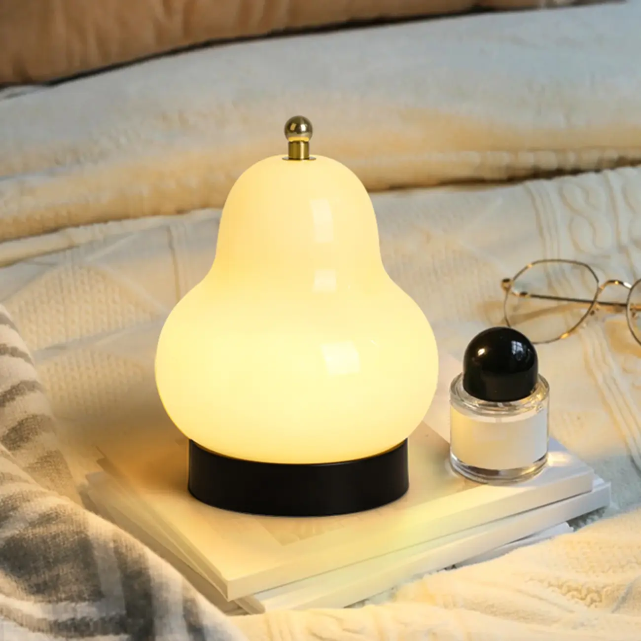 Cute Glass Pear Shape Bedside Lamp Direct Wired Electric