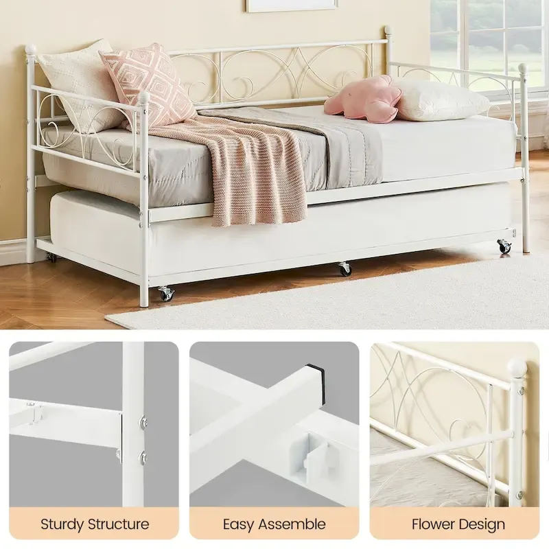 Twin Day Bed with Pull Out Trundle Bed Frame