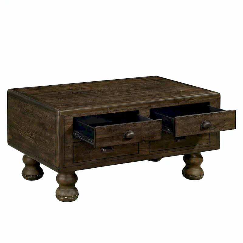 40 Solid Wood Rectangle Coffee Table with 4 Drawers