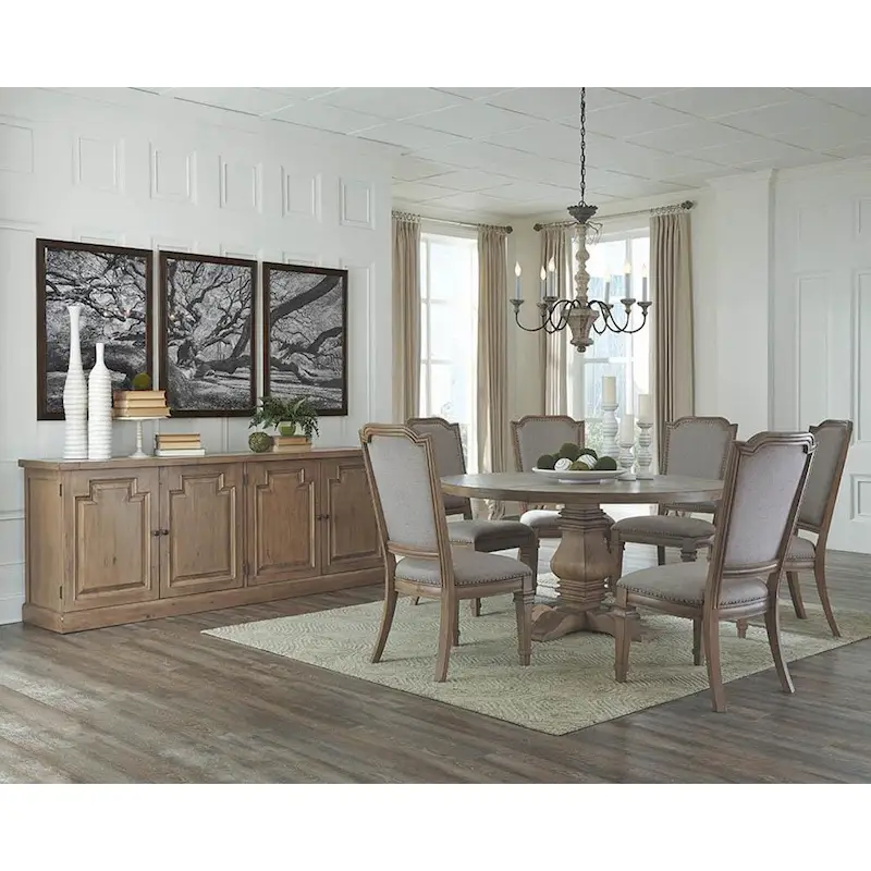 Round Dining Table, Solid Wood, Rustic Smoke – Seats 4-6