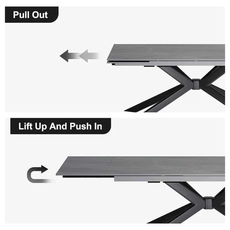 110.24 Extendable Rectangular Sintered Stone Dining Table - 78.74 to 110.24