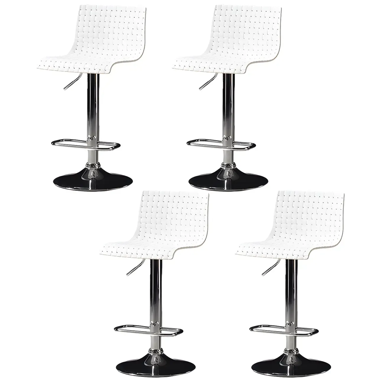 Modern Square Seat Plastic Rattan Adjustable Swivel Bar Stools