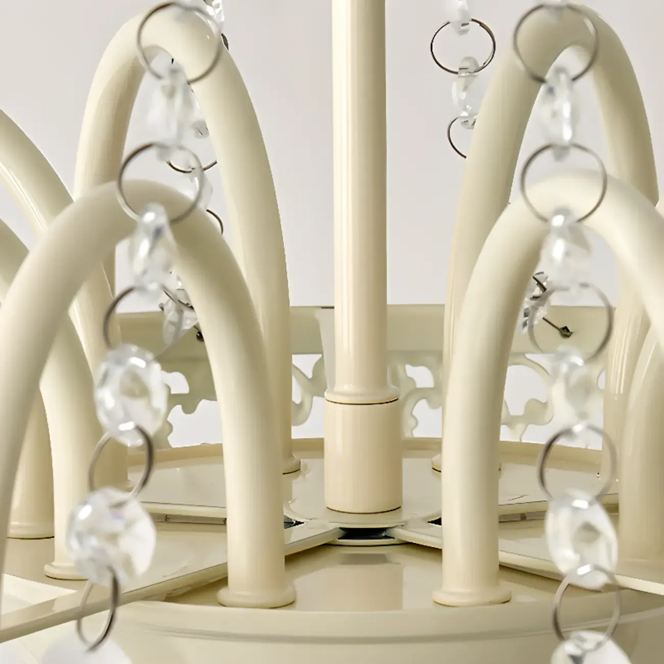 White Crystal Chandelier Classic Iron Elegant Design