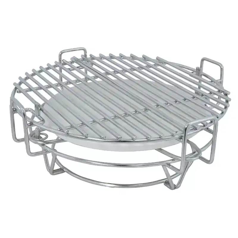 Sunnydaze Half Moon Cooking Grate with Ceramic Deflector Plate for 15 Kamado Egg Grills - 12.5